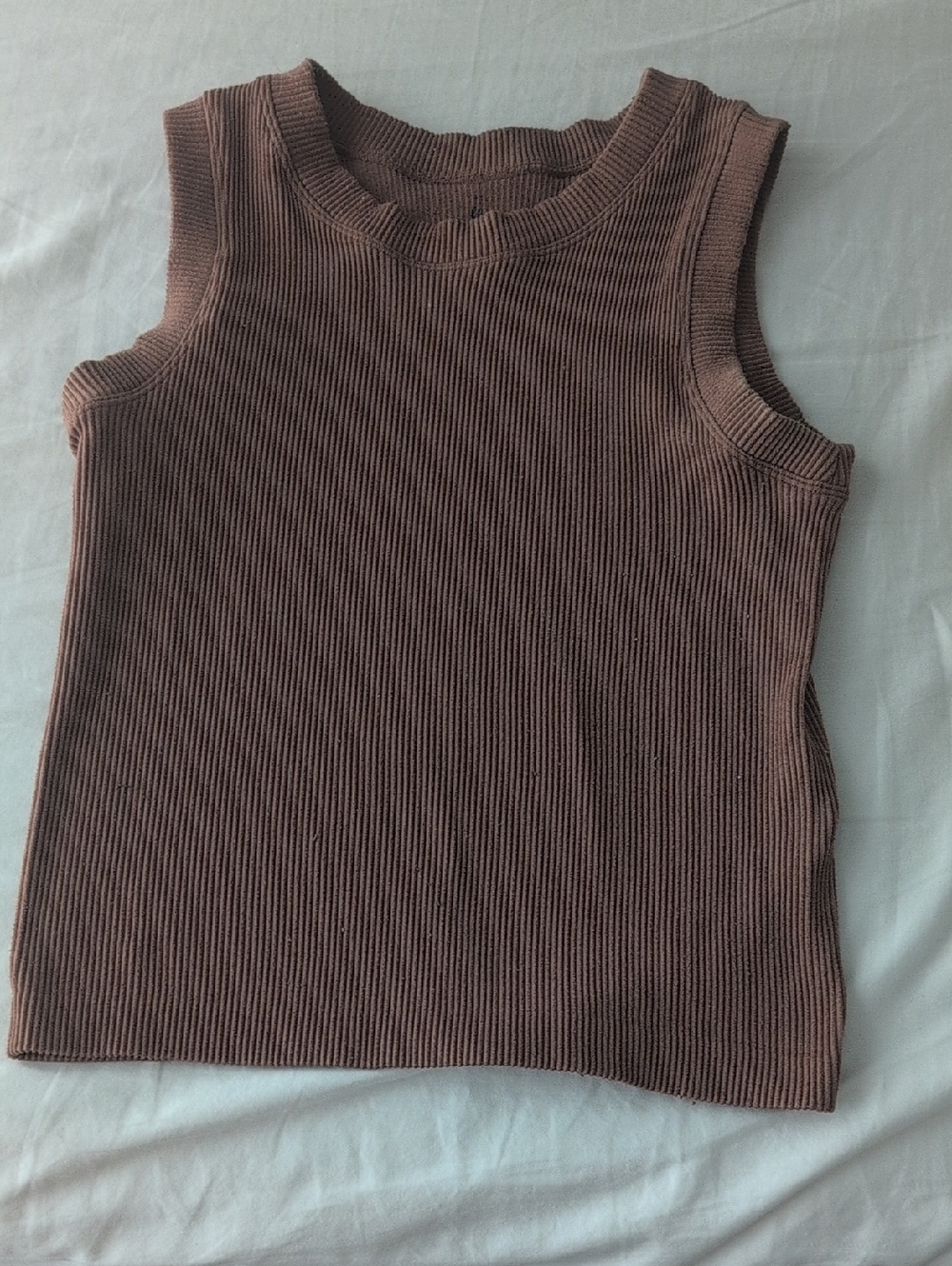 BKE Ribbed Tank Top in Mauve Brown